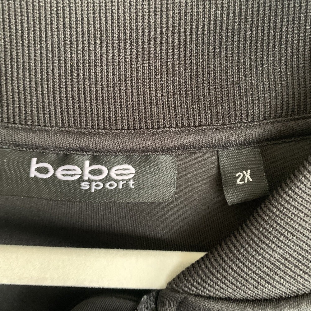 Bebe Sport Black Rhinestone Logo Zip-Up Bomber Jacket Y2K Athleisure Women's XXL - Picture 8 of 13